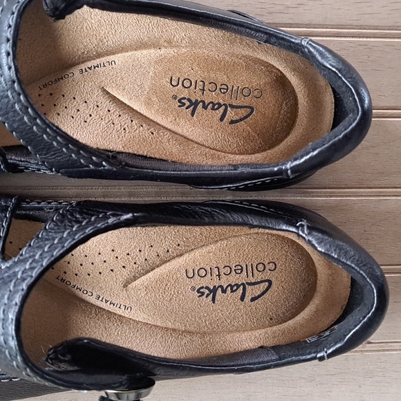 Clarks Collection Carleigh Leather Mary Jane Top Stitched Shoes Ultimate Comfort - Picture 4 of 10